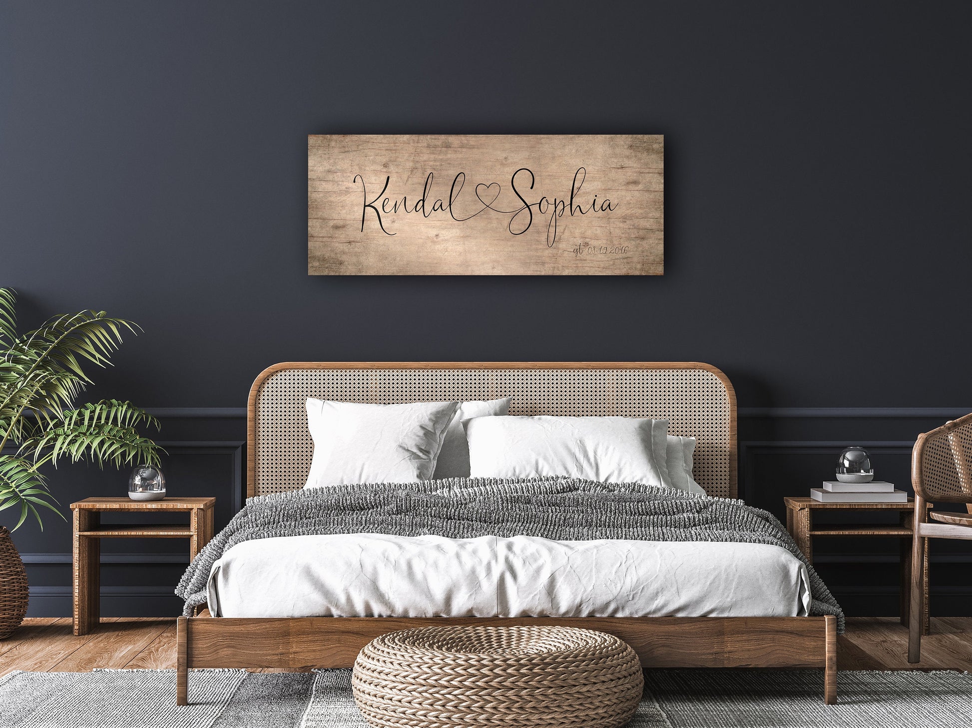 Wood Anniversary Gift, Established sign on wood