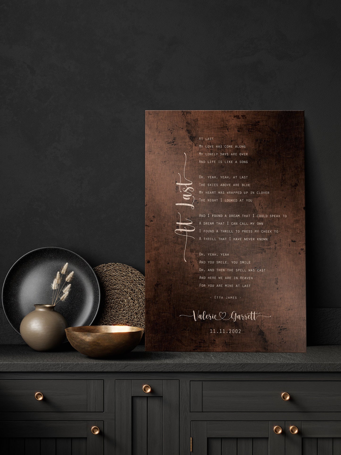 Bronze Anniversary Gift for Men, Song Lyrics Sign