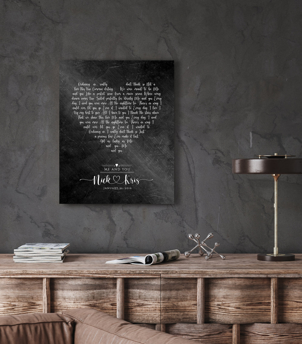 6 Year Anniversary Gift for Him, Song lyric sign