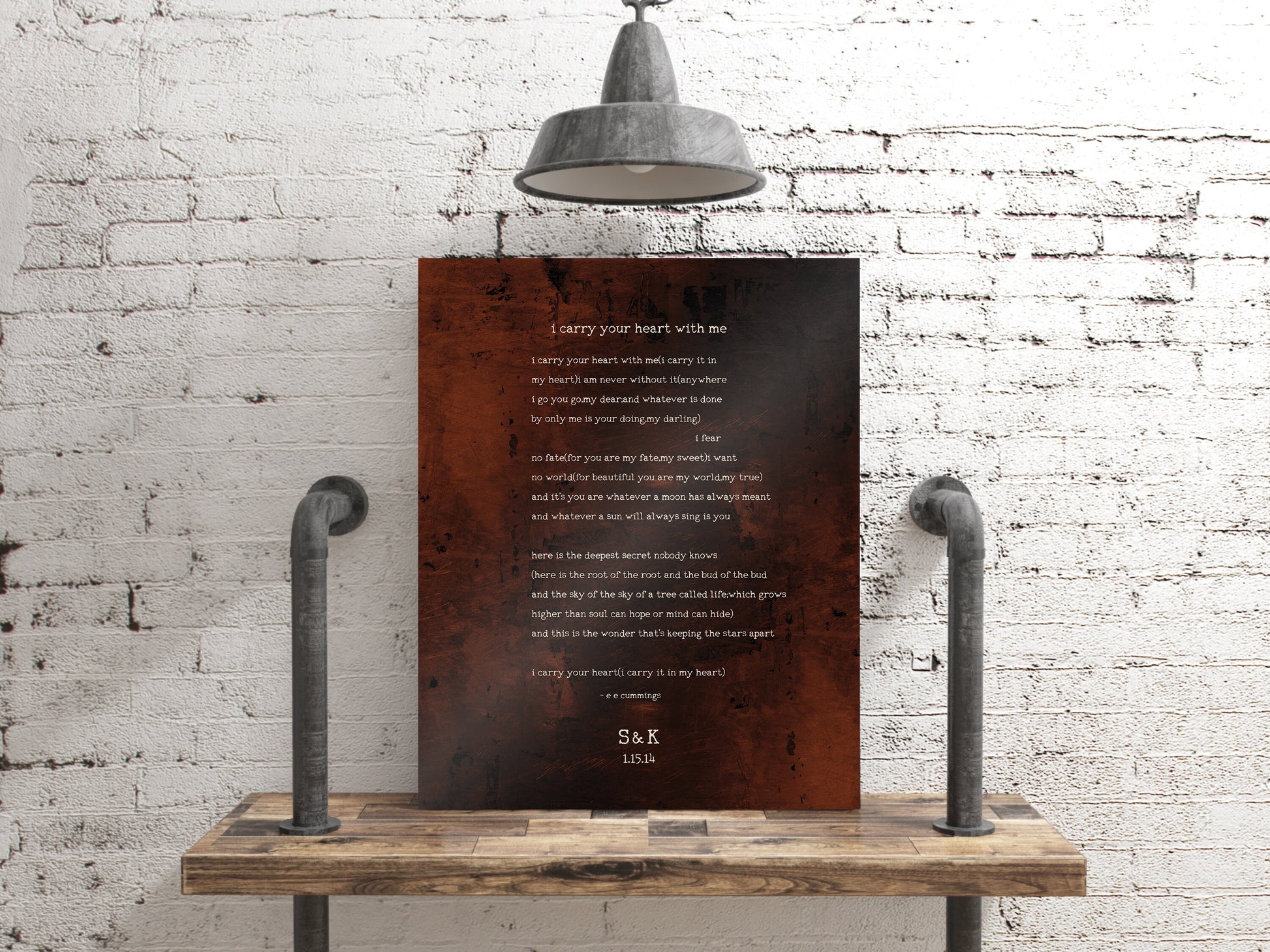 Bronze Gift for her, I Carry Your Heart with Me