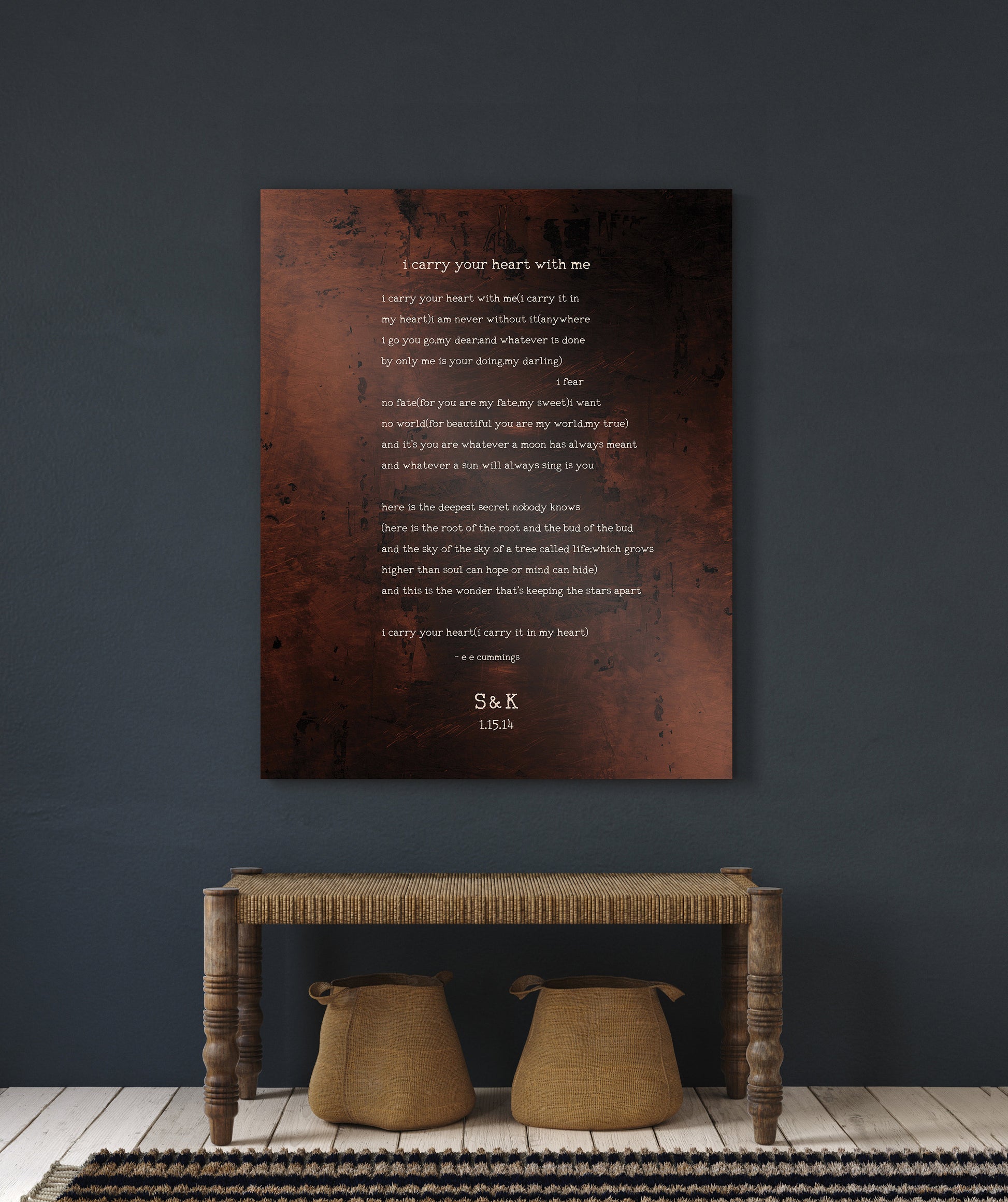 Bronze Gift for her, I Carry Your Heart with Me