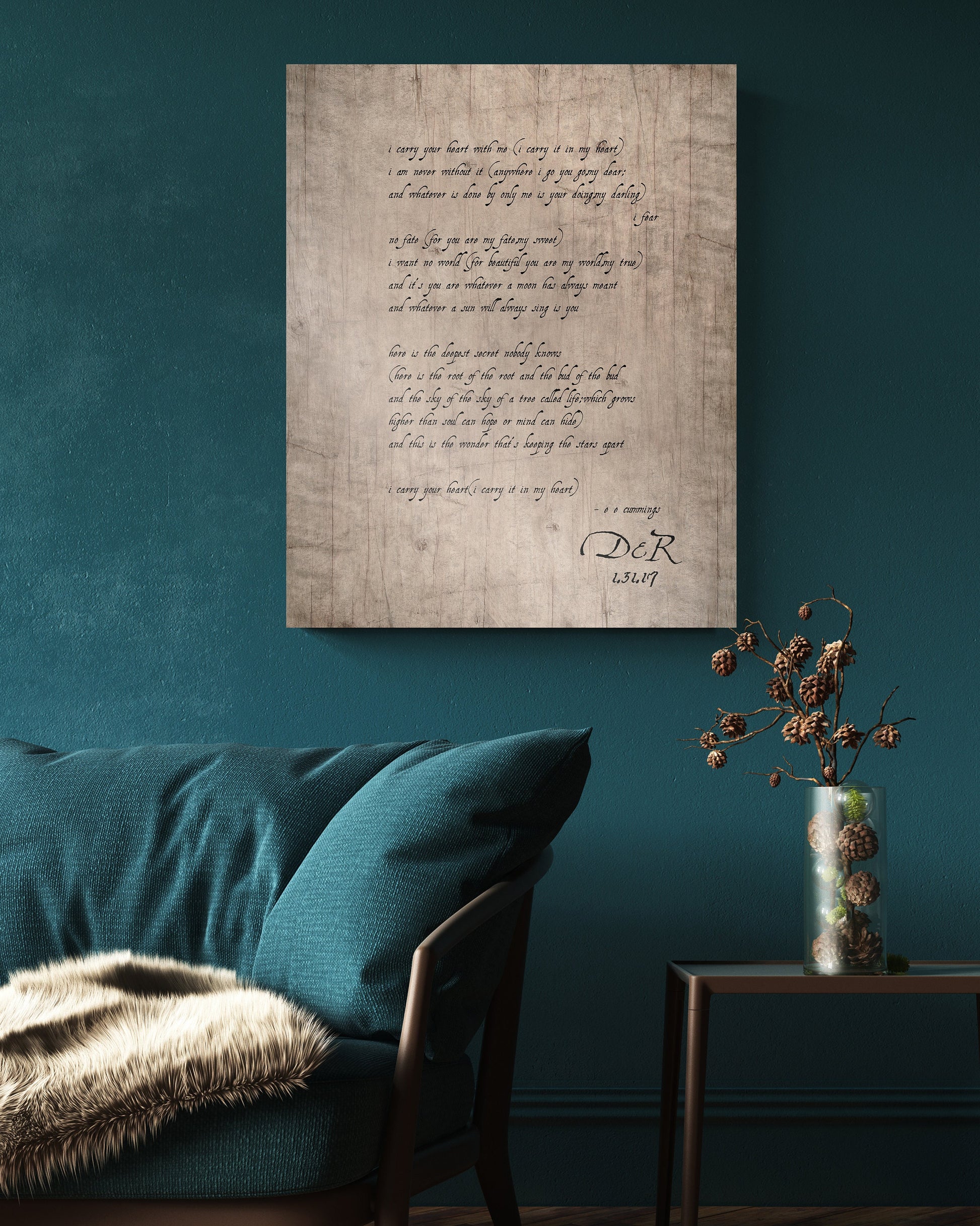 E.E. Cummings Poem, 5 Year Anniversary gift for Wife