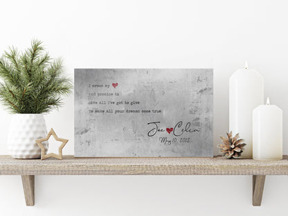 Rustic Song Lyric Sign, room view, 10th anniversary tin