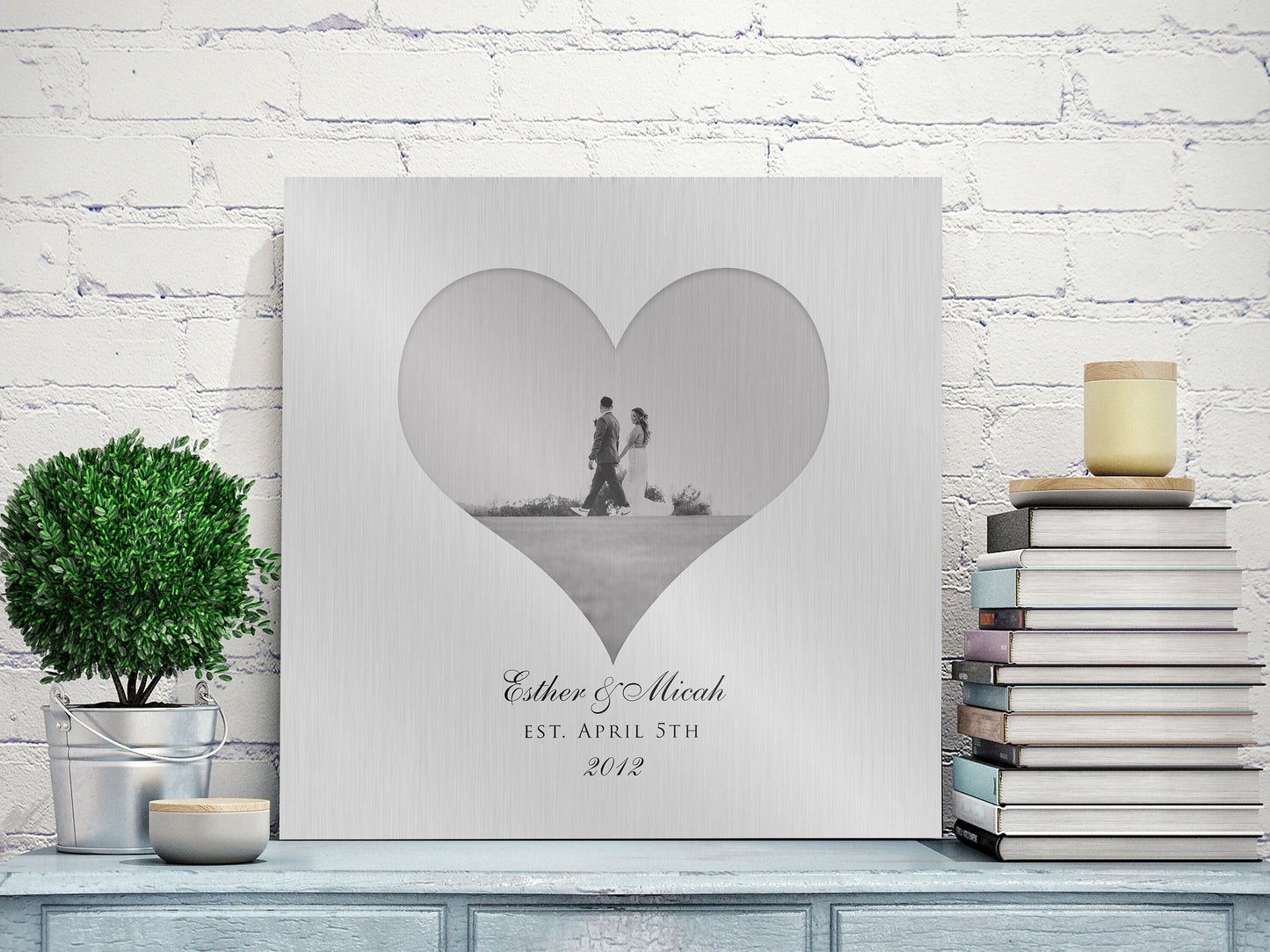 Photo Heart Tin, Plaque, tin gift,  for wife, 10th anniversary gift, photo gift, couples gift wedding gift, est date photo, photo on tin