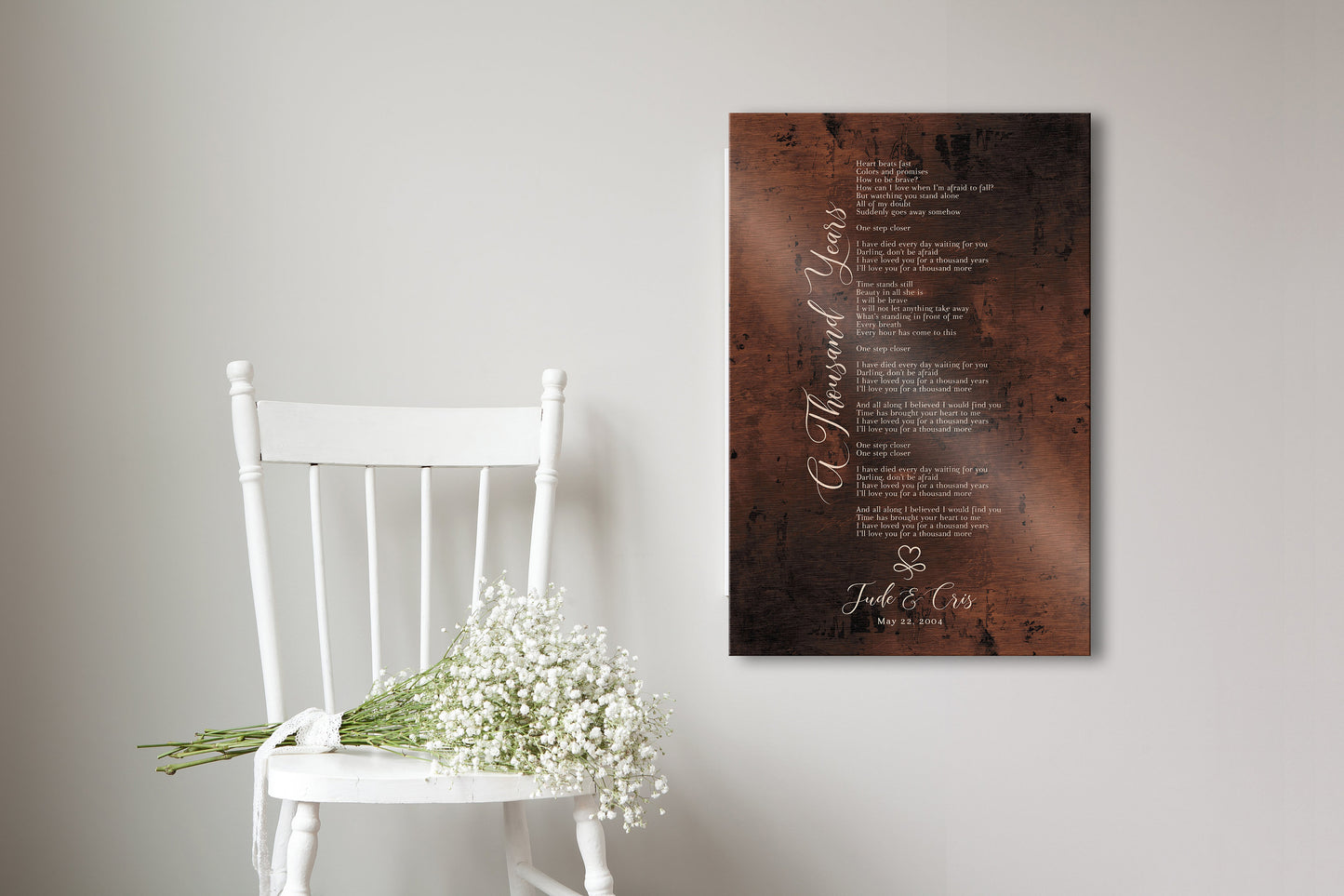 
                  
                    Custom Song Lyric Sign, Wedding Song on Bronze, Bronze Anniversary Gift for wife, Mens Bronze anniversary gift, Our Song on Bronze, men gift
                  
                