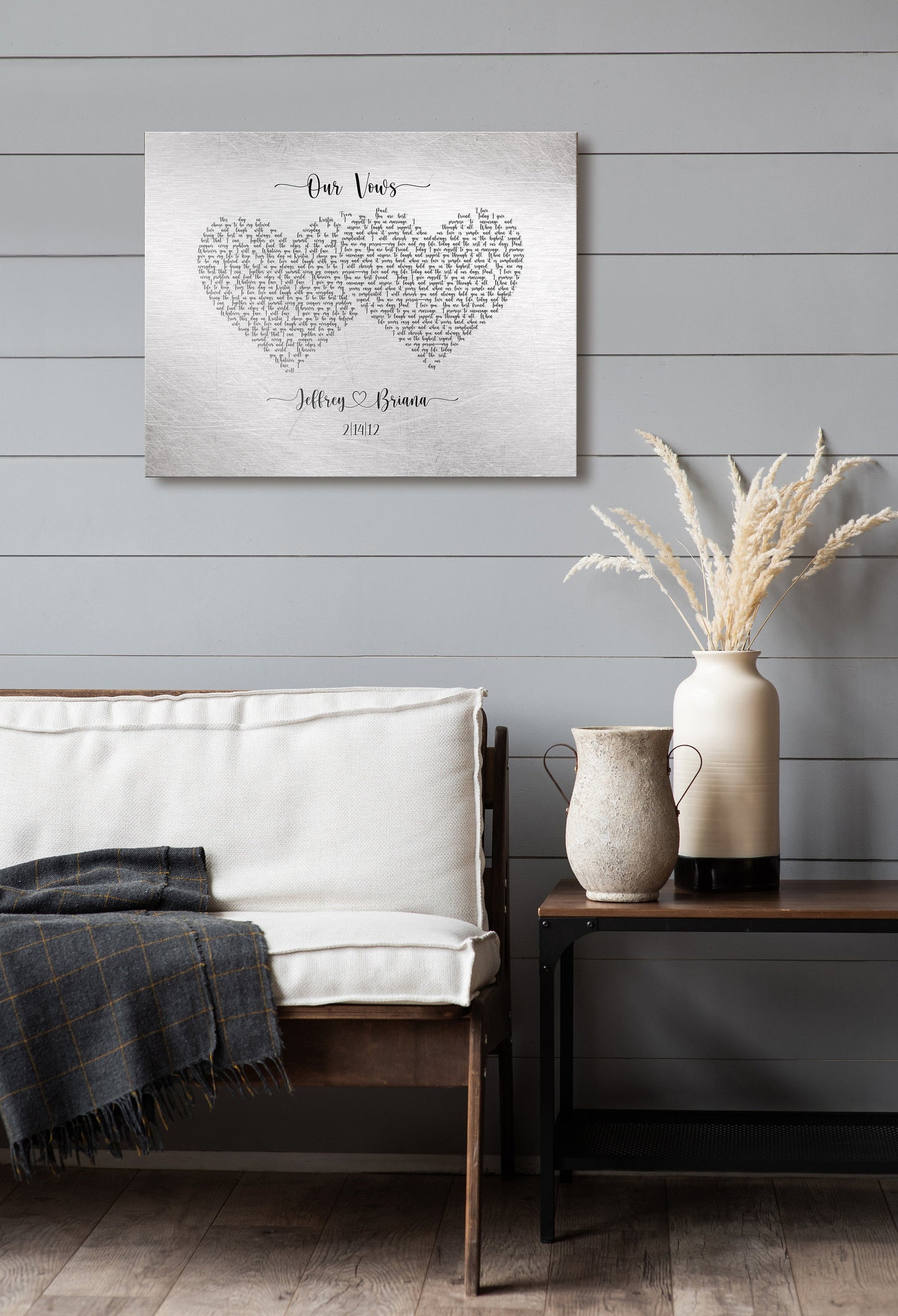 Our Vows, Custom Wedding Vow Print, Romantic Annivesray Gift, Vows on iron or tin, 6 year gift for Him, 6th anniversary gift for Wife