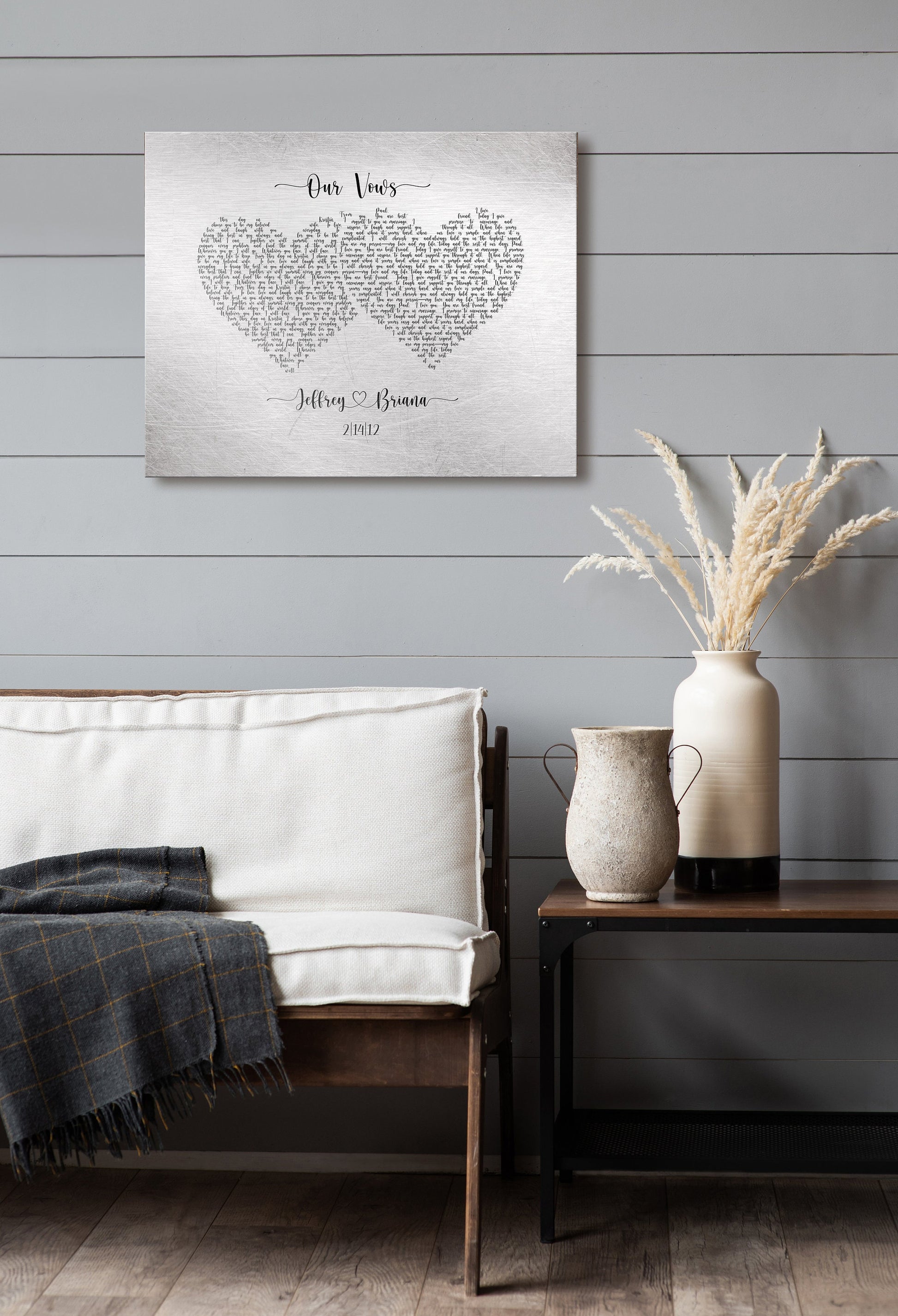 Our Vows, Custom Wedding Vow Print, Romantic Annivesray Gift, Vows on iron or tin, 6 year gift for Him, 6th anniversary gift for Wife