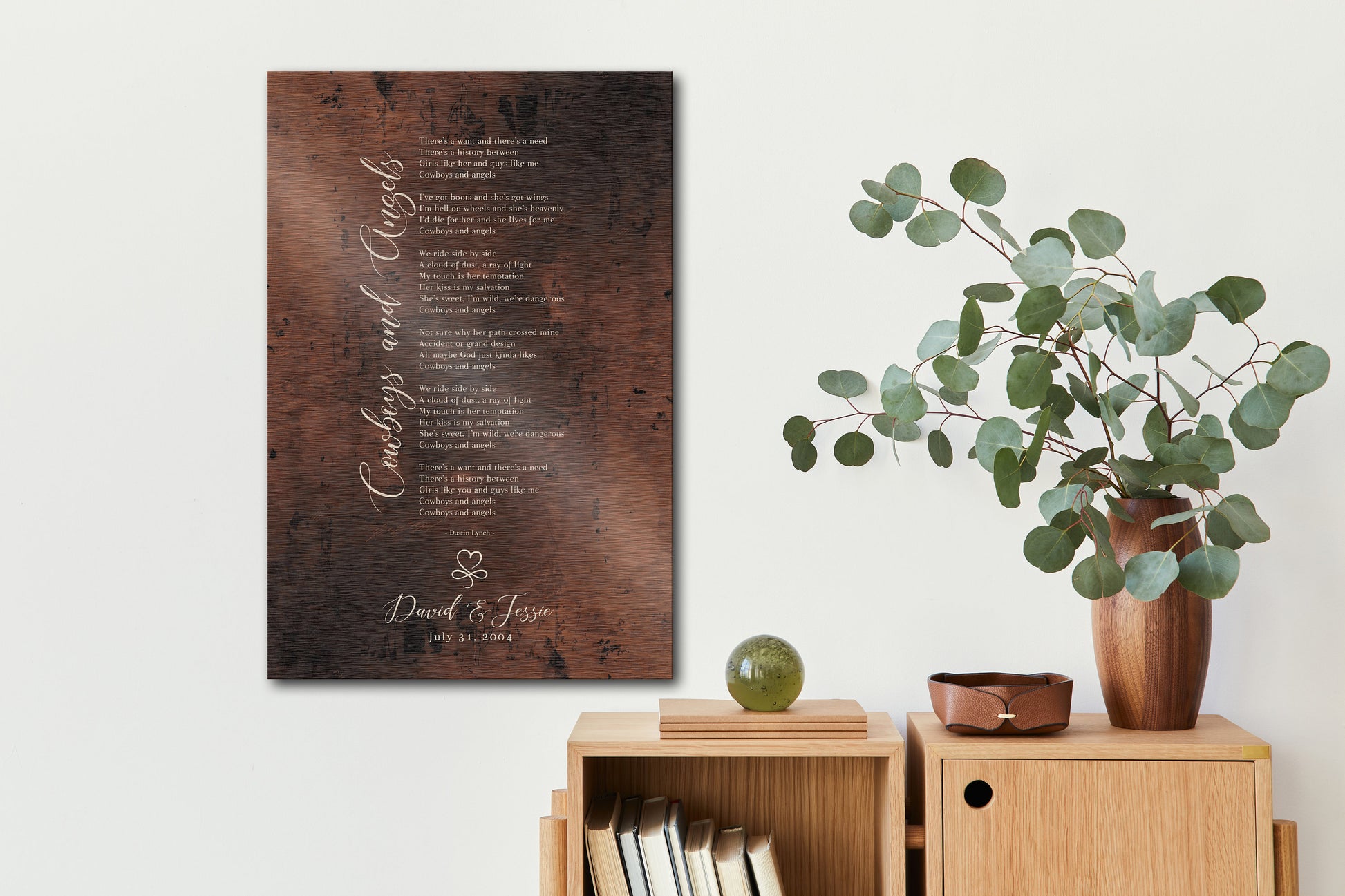 Custom Song Lyric Sign, Wedding Song on Bronze, Bronze Anniversary Gift for wife, Mens Bronze anniversary gift, Our Song on Bronze, men gift