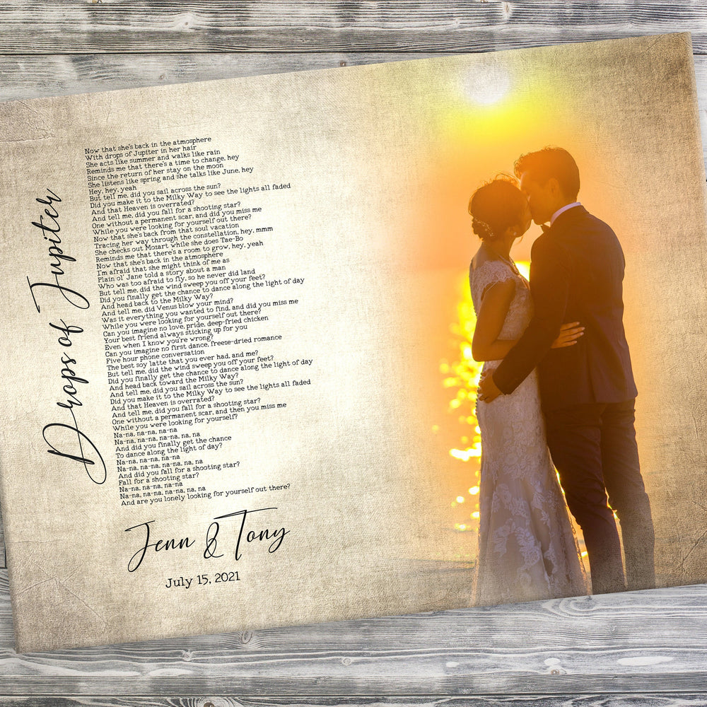 
                  
                    2nd Year Anniversary Gift, Romantic Photo gift with Lyrics, Our Song on Cotton, Custom Canvas, Personalized Photo & Song, Gift for spouse
                  
                