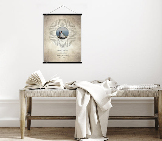 2 Year Cotton Anniversary, Photo Record Art, Vinyl record Love Song Tapestry, Anniversary Gift, 2nd Anniversary Gift for him, Lyric Print