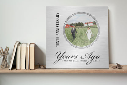 10 Years Ago, 10th Anniversary Photo Sign, Personalized, Gift for 10th anniversary, Photo Tin, Tin Anniversary Plaque, Ten years down sign