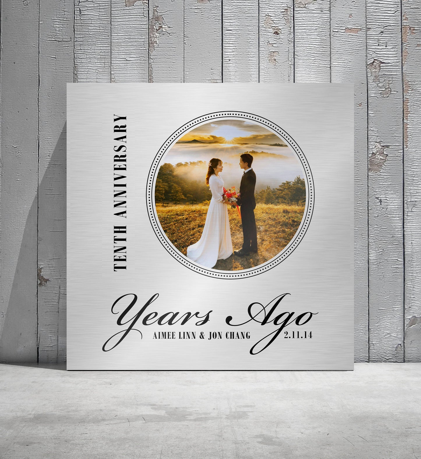 
                  
                    10 Years Ago, 10th Anniversary Photo Sign, Personalized, Gift for 10th anniversary, Photo Tin, Tin Anniversary Plaque, Ten years down sign
                  
                