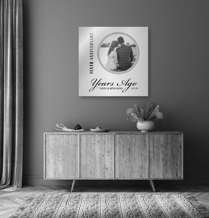 10 Years Ago, 10th Anniversary Photo Sign, Personalized, Gift for 10th anniversary, Photo Tin, Tin Anniversary Plaque, Ten years down sign