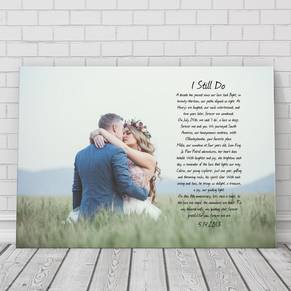 Cotton Canvas, Photo Gift with Song, 2 Year Anniversary Gift for wife, Cotton Anniversary Gift, Canvas print with poem, Poem on Canvas, Art