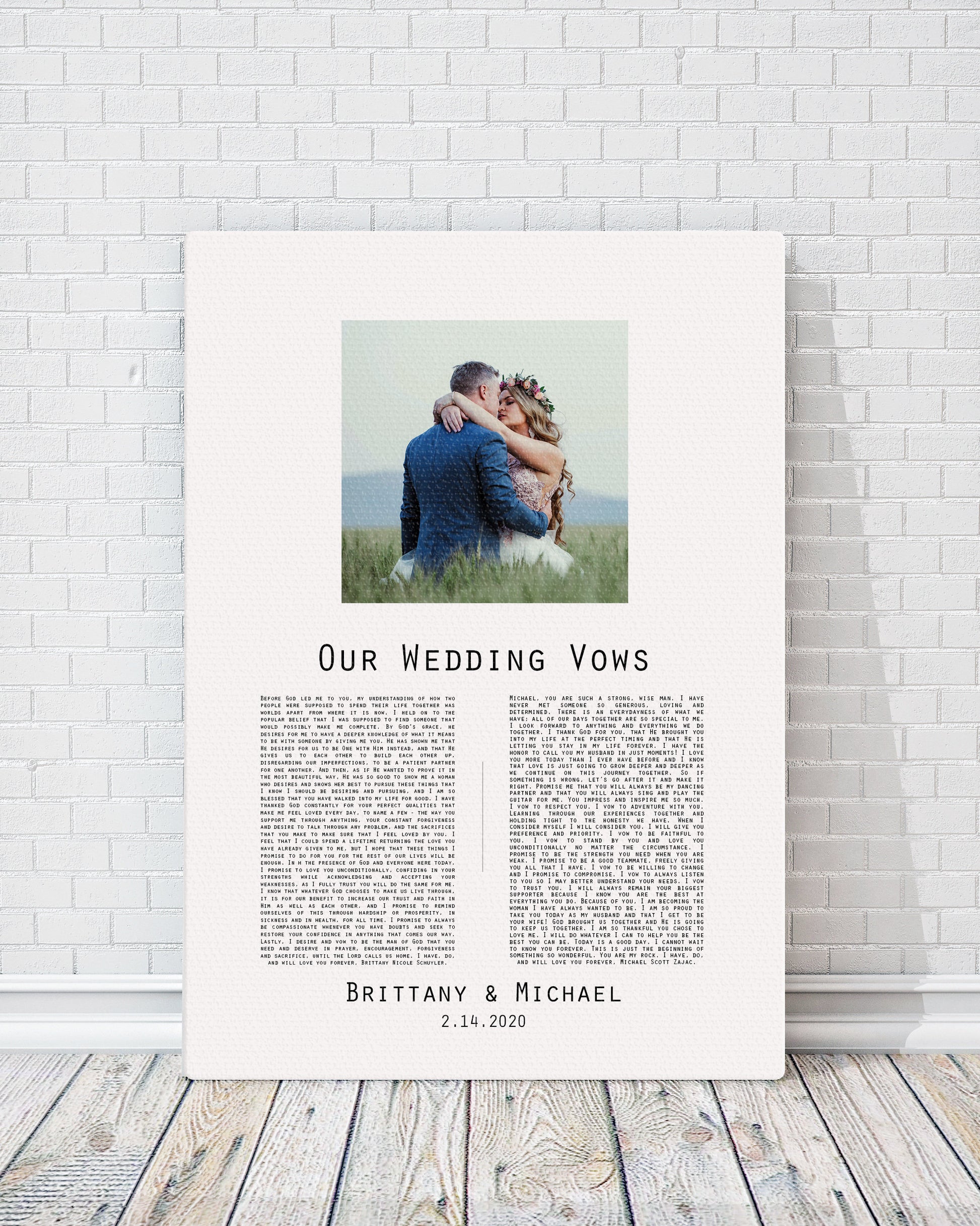 Our Vows on Cotton, Vow Anniversary Gift, Photo Canvas with text, Cotton Gift, Custom Vow Art, Romantic Photo Gift, Wedding Vow print