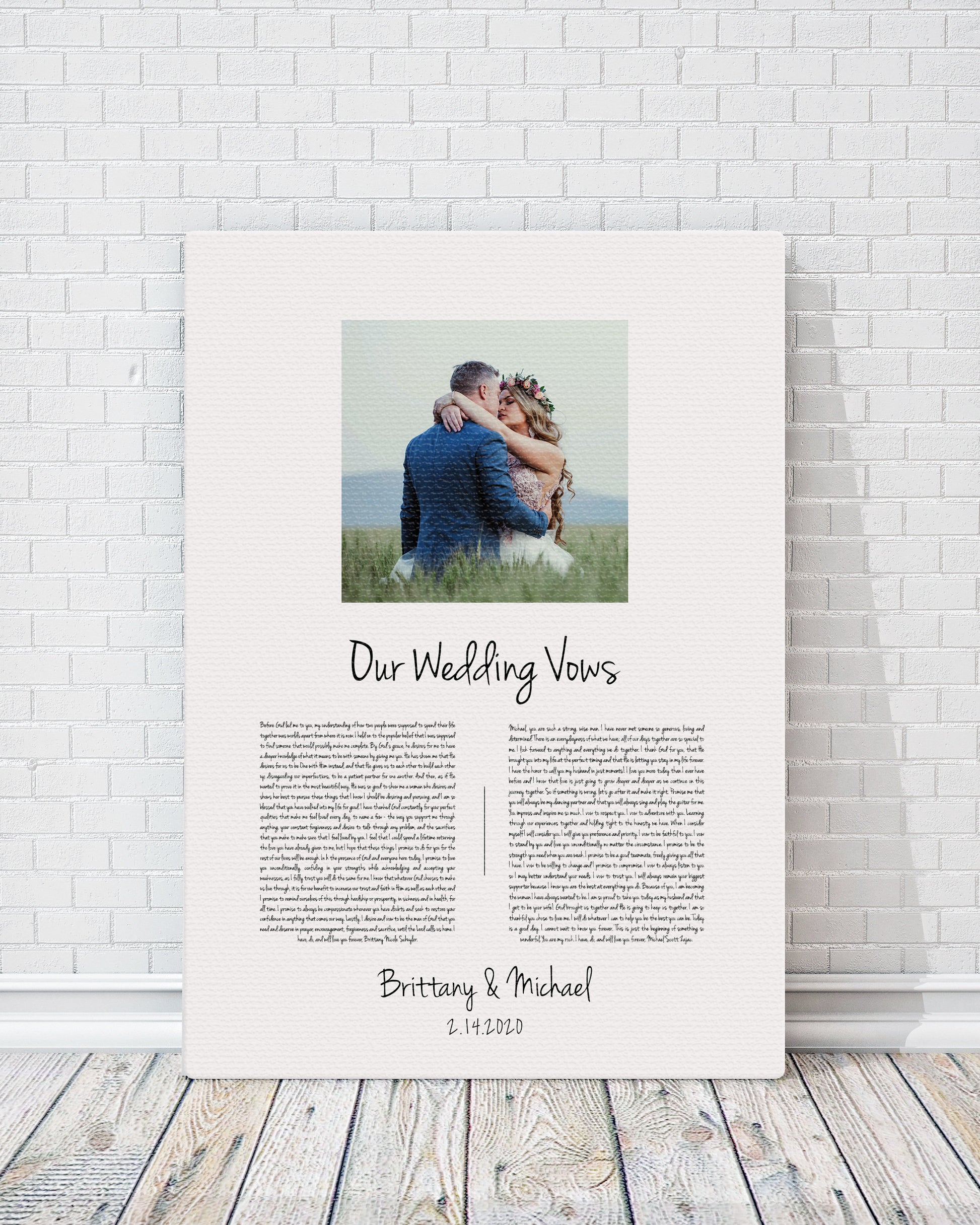Our Vows on Cotton, Vow Anniversary Gift, Photo Canvas with text, Cotton Gift, Custom Vow Art, Romantic Photo Gift, Wedding Vow print