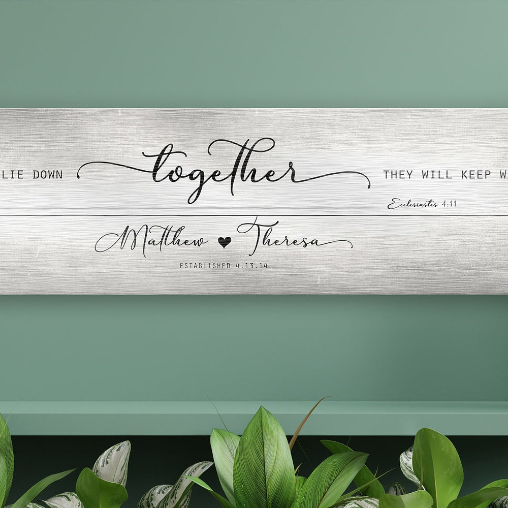 Tarnished Tin Words of Wisdom for Couple's Sign, Christian Decor for Bedroom, Personalized Scripture for Couple, Name sign for Bedroom, 10th