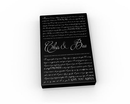 8x12 Vows on Canvas: Modern Fairytale - Fine art and canvas personalized anniversary and inspirational gifts