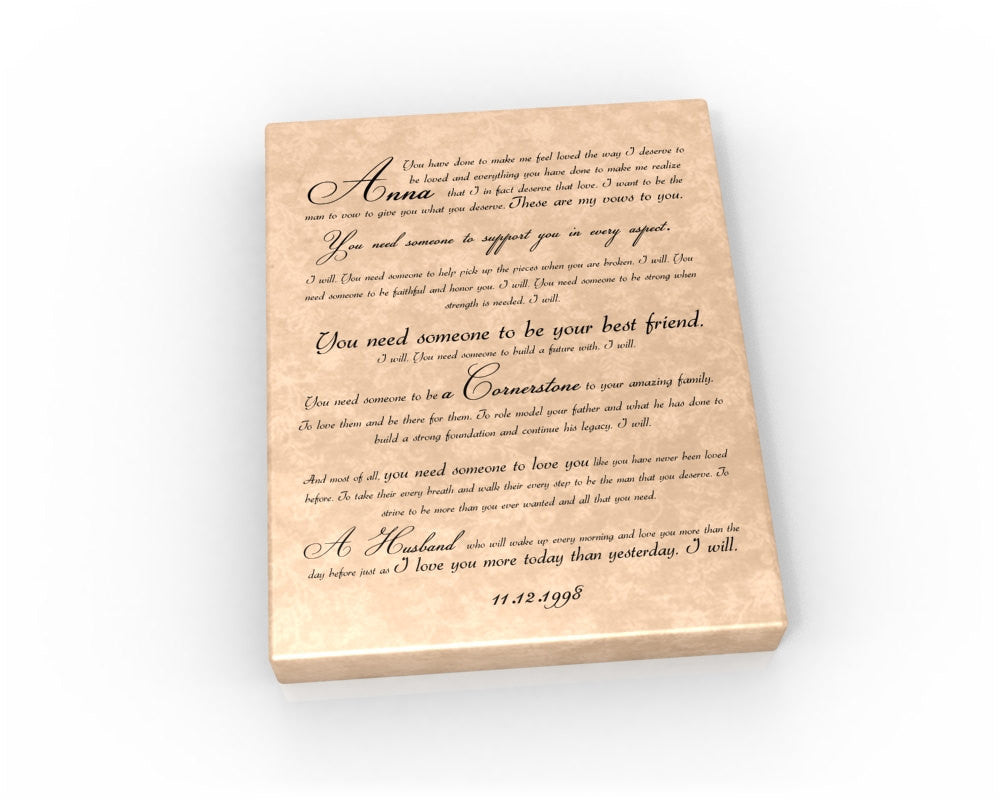 Personalized Wedding Vow Print - The Stanza on Canvas or Fine Art - Fine art and canvas personalized anniversary and inspirational gifts