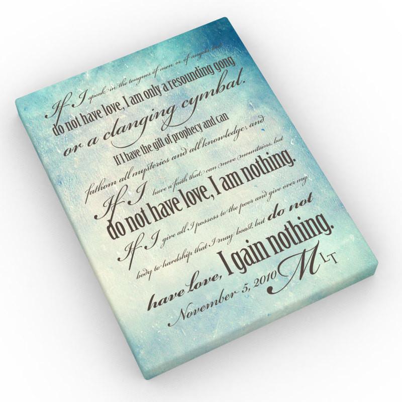 1 Cor 13 Monogram Canvas - Fine art and canvas personalized anniversary and inspirational gifts
