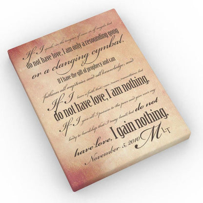 1 Cor 13 Monogram Canvas - Fine art and canvas personalized anniversary and inspirational gifts