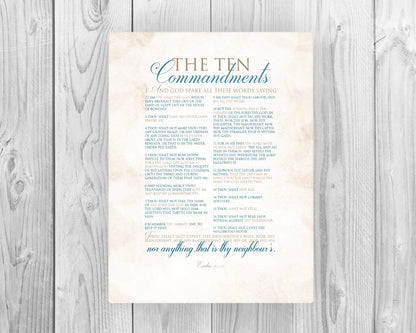 Ten Commandments on Canvas - Fine art and canvas personalized anniversary and inspirational gifts