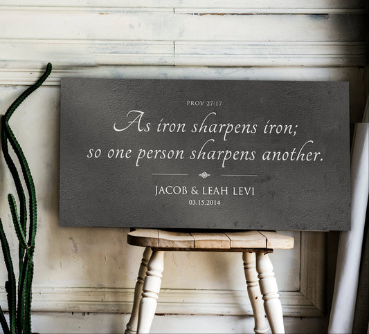 Iron Sharpens Iron Sign, Personalized Anniversary Gift, 10th anniversary, for Him, 6th Wedding Anniversary Gift, Tin Gift, Gift for Couple