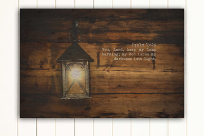 Wood Inspired Scripture Art: Psalm 18:28 on Canvas - Honeycomb Proverbs - Wedding gift ideas - paper anniversary gifts 
