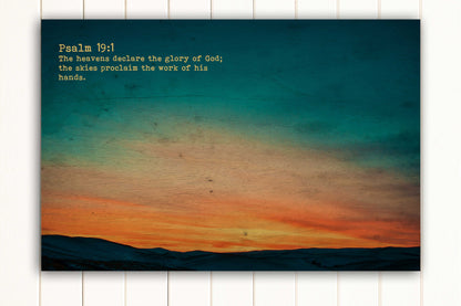 Wood Inspired Scripture Art: Psalm 19:1 on Canvas - Honeycomb Proverbs - Wedding gift ideas - paper anniversary gifts 