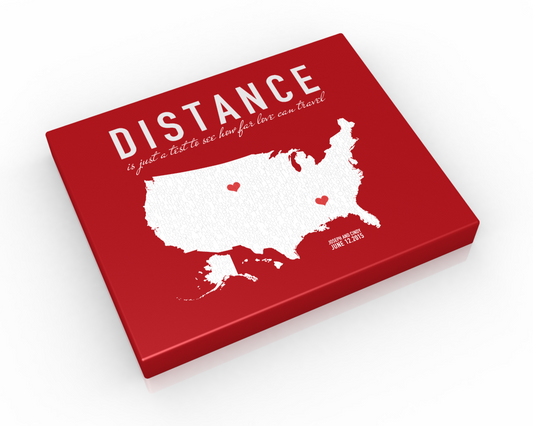 Custom Long Distance Couples Canvas: Love Letter US Map - Fine art and canvas personalized anniversary and inspirational gifts
