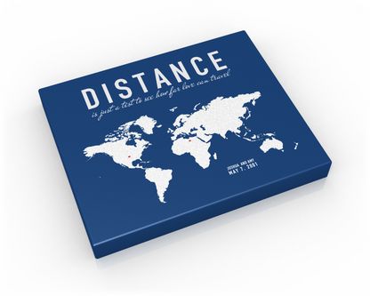 Custom Long Distance Couples Canvas: Love Letter World Map - Fine art and canvas personalized anniversary and inspirational gifts